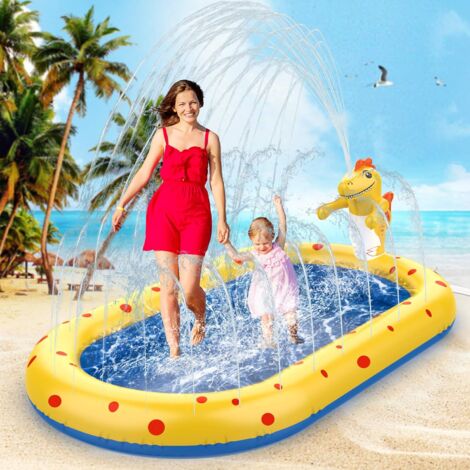 Tapis De Jet D'eau 210 Cm - En Forme D'éléphant - Épais 0,55 Mm - Jeux Aquatiques Jardin - Enfants Et Chiens