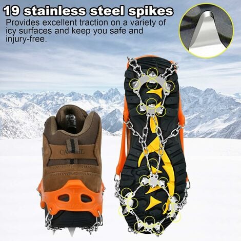 Couverture de chaussures à griffes de glace en acier, pointe antidérapante  pour chaussures d'escalade de neige, Crampons à chaîne