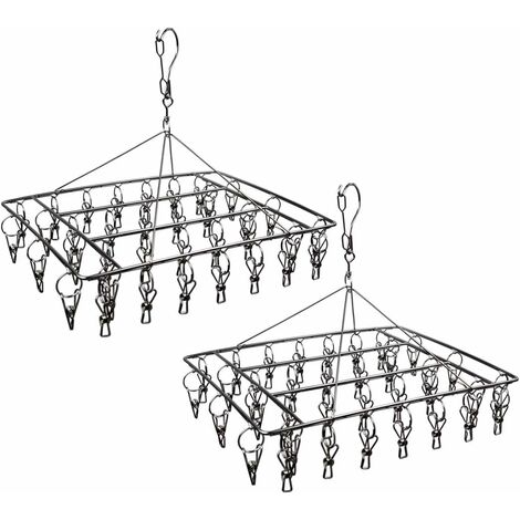 Séchoir à Chaussettes Pivotant 24 Pinces - Accroche Sur Corde à Linge, Résistant Au Vent, Pliable