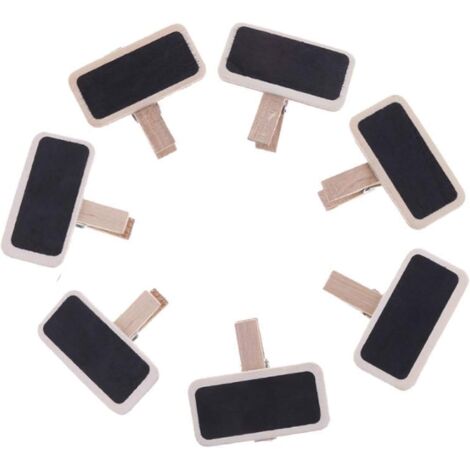 REFURBISHHOUSE 50 Mini Tableau Noir Bois Message Rectangle Ardoise A Pince Clip Carte Panneau Memos Etiquette Prix Marque Place Numero Table