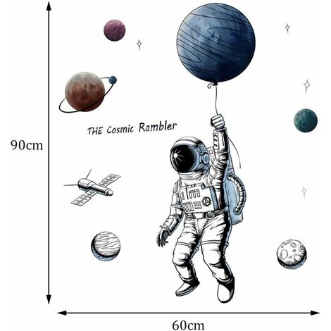 Stickers Muraux Enfants Thème Astronaute – 30x90 Cm, Facile à Coller/décoller, Déco Chambre Créative - 11