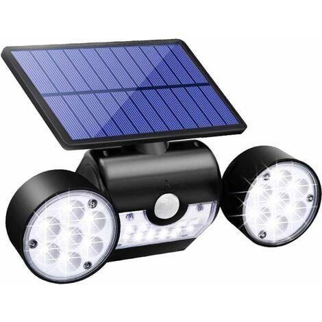 Lumiere Solaire Lampe Puissante LED éclairage Sécurité Solaire Appliques Murales Spot Projecteur Exterieur Detecteur Mouvement 360 °IP65 étanche Patio Cour Pelouse Lampe Solaire Exterieur Jardin-Fei Y
