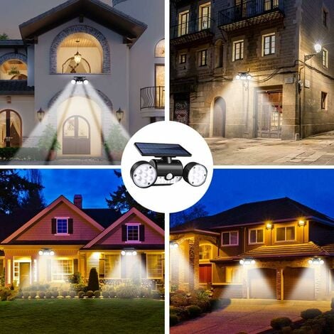 Lumiere Solaire Lampe Puissante LED éclairage Sécurité Solaire Appliques Murales Spot Projecteur Exterieur Detecteur Mouvement 360 °IP65 étanche Patio Cour Pelouse Lampe Solaire Exterieur Jardin-Fei Y