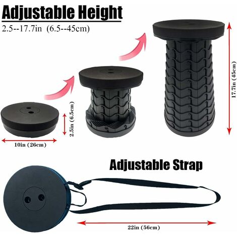 LOCYOP Tabouret Pliant Portable Télescopique Avec Coussin - Charge 200kg - Idéal Camping Randonnée