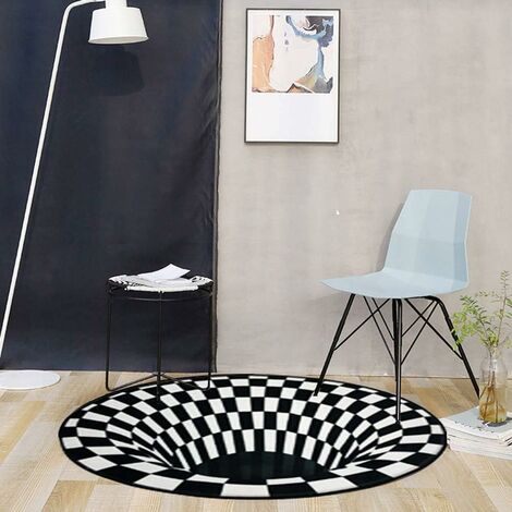 Tapis De Noël 3D Illusion D'optique - Père Noël Cheminée, Rond, Antidérapant - Décoration Fêtes - 7