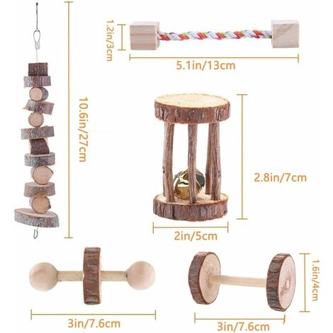Lot De 5 Bâtons En Bois Pour Animaux De Compagnie, Jouets à
