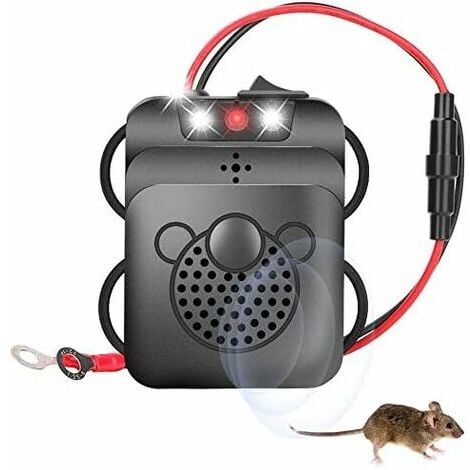 Répulsif Ultrason pour Voiture, Électronique Dissuasion Répulsif Anti-Fouine  de Rat avec Lampes Stroboscopiques à Del