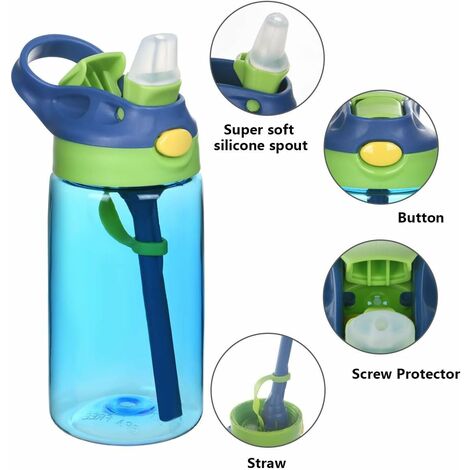 Gourde Enfants, 480ml Boîteille d'eau Enfant avec Paille sans BPA