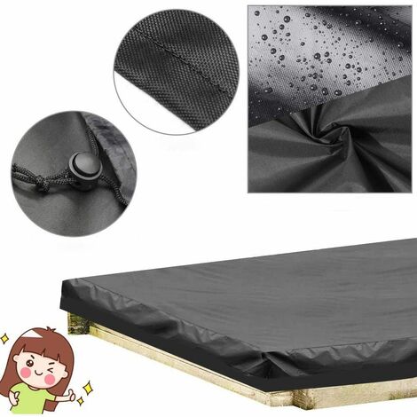Housse Bac à Sable Hexagonale 140x110cm - Imperméable UV Oxford Noir