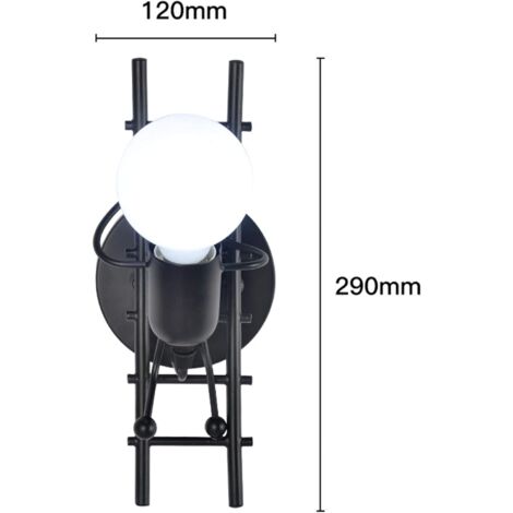 Applique Murale Humanoïde Intérieur E27 Moderne Industriel Style Simple Applique Murale 220v Ampoule Non Incluse Noir 69492102