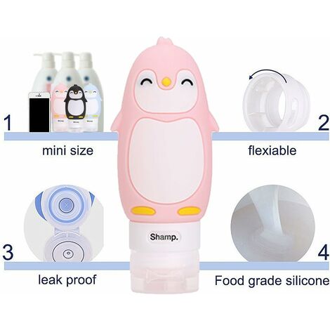 Lot De 3 Bouteilles De Voyage En Silicone 60 Ml - Sans BPA, Anti-fuites, Avec Sac Transparent