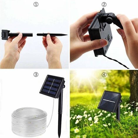 Guirlande Solaire 12 Mètres 100 LEDs - Étanche IP65 - Pour Jardin, Arbre, Terrasse, Fête - 2 Modes (fixe/clignotant)