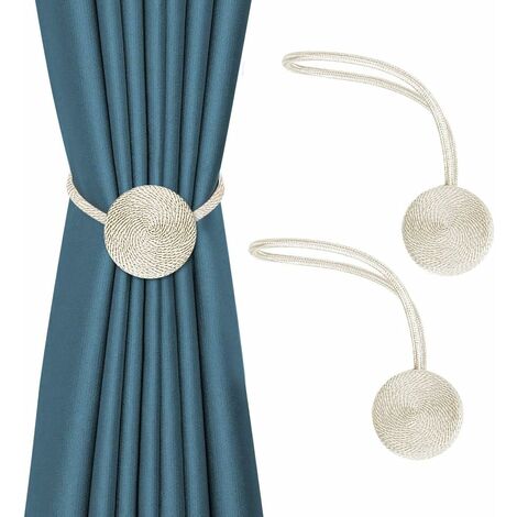 Lot De 2 Embrasses Magnétiques Pour Rideaux Européens - Attaches Corde Noires Élégantes Et Pratiques