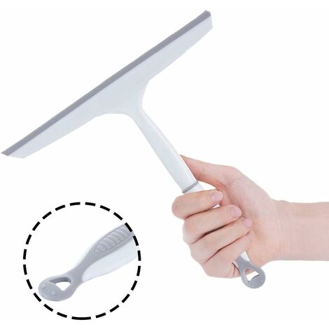 Raclette De Douche Avec Support - Lame Silicone, Manche Acier Inoxydable - Pour Vitres, Miroirs, Carrelage