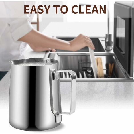Pot à Lait En Acier Inoxydable 304 - Pichet Doseur 2L Avec Couvercle - Graduations Oz/L - Pour Latte Art, Café, Smoothie