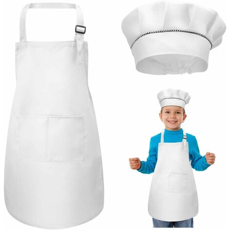 Set De 6 Tabliers + 6 Toques De Chef Pour Enfants – Ajustables, Avec Poche, Pour Cuisiner, Jardiner Ou Peindre (6-12 Ans)