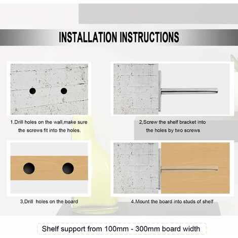Cachée Forme De T Support D'Étagère Mural,4 Pièces Cachées Fixation