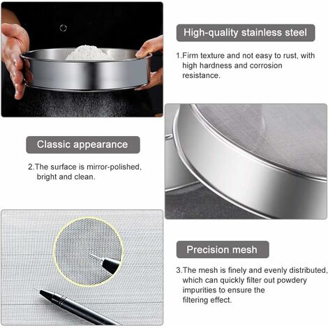 VFANDV Tamis De Farine Acier Inoxydable, 2 Pièces 15CM & 20CM De