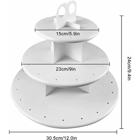 MCE-Commerce Gâteau En Polystyrène à 4 étages Blanc 20 Cm Hauteur 30 Cm