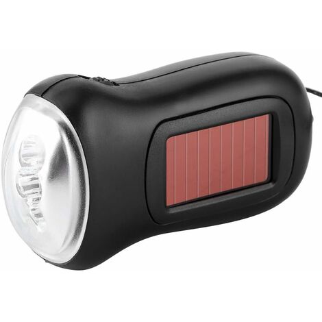 Lampe Poche Manivelle Lampe De Poche Solaire À Main, Lampe De Poche Rechargeable À Manivelle À