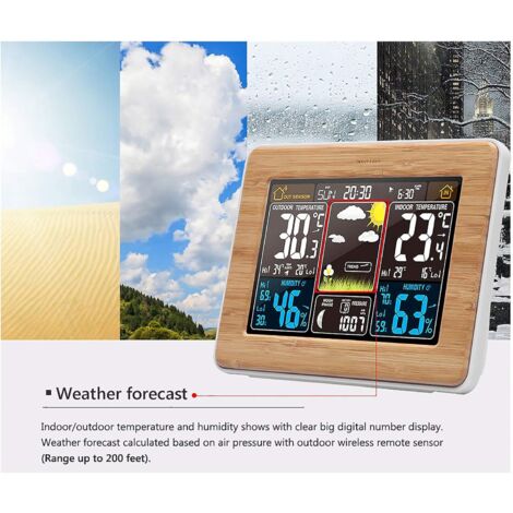 SPORTARC Horloge Thermo-Hygromètre Affichage Météo Réveil Electronique Numérique LED Transparent Grand Ecran Réveil avec Bouton Snooze Blanc