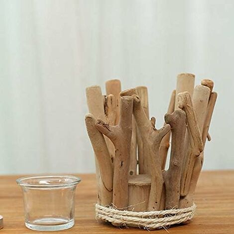Bougeoir Cylindrique En Bois Massif - Porte-bougie Déco Naturelle - Neuf