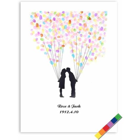 Arbre à Empreintes Mariage – Toile 30x42cm Pour Livre D'Or Alternative, Déco Murale Personnalisée - 3