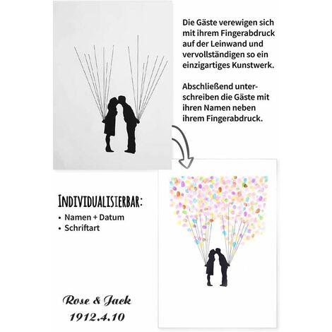 Arbre à Empreintes Digitales Pour Mariage | Toile 30x42 Cm | Alternative Créative Au Livre D'or | Cadeau Souvenir