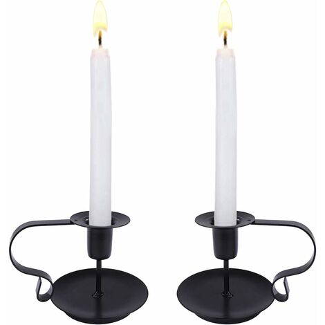 Bougeoir Vintage En Fonte Avec Poignée - Pour Bougies Coniques, Décoration De Table Mariage Ou Salon