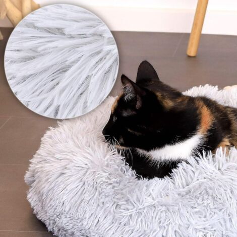 Panier Pour Chat/chien En Forme De Donut - 150 Cm, Peluche Moelleuse, Fond Antidérapant, Lavable, Gris Foncé - 3