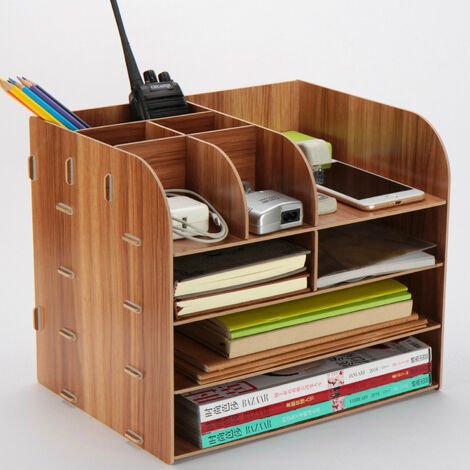 Organisateur De Bureau En Bois, Boîte De Rangement En Bois Organisateur De Fichiers, Diy Trieur En Bois Classement Papier Bureau Rangement Pour Papier A4, Magazine Et Document