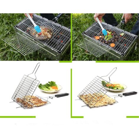 Lot De 4 Rôtissoires à Poisson Tepro - Grille Barbecue Chromée 42 Cm
