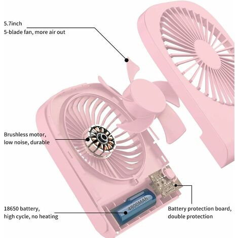Ventilateur De Table USB Avec Brumisateur - 4 Vitesses, écran LED - Portable, Rechargeable - Pour Bureau, Maison