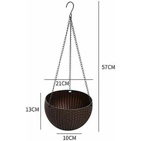 Panier Suspendu En Rotin Pour Plantes - 30x30x33 Cm Avec Chaîne - Décoration Intérieur Ou Extérieur, Marron Clair