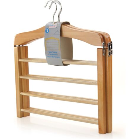 Lot de 8 cintres à Pince pour Pantalons en Bois VonBueren | ceintre antidérapant avec Crochet pivotant