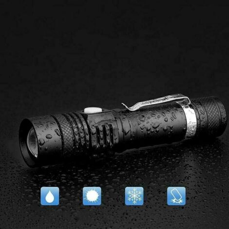 Mini lampe de poche LED rechargeable, 400 lumens, extrêmement lumineuse, petite lampe de poche EDC avec clip et base magnétique, 5 modes de lumière (blanc froid et rouge), pivotant à 180