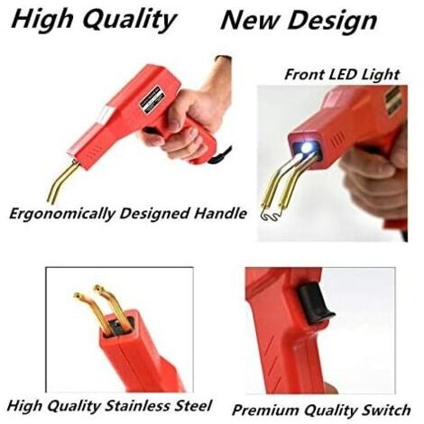 50W, 220V Souder Plastique Machine, Avec 200PCS Agrafeuse Chaud Kit Reparation Souder Plastique Pour Reparation De Pare Chocs Voiture Noir 98416204