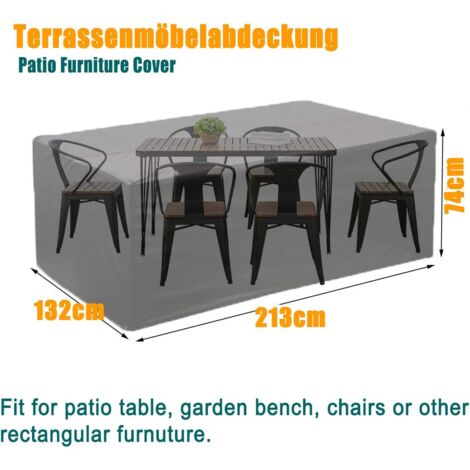 Housse De Protection Imperméable Pour Salon De Jardin 213x132x74 Cm - Tissu Oxford 210D Anti-UV Et Résistante Au Vent