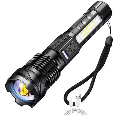 Lampe de poche à lumière forte, barre de couleur fluorescente, zoom