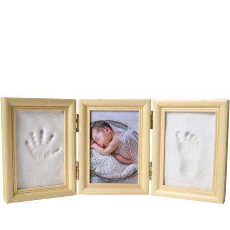 Kit Empreintes Mains & Pieds Bébé Cadre Bois Blanc – Souvenir Familial Personnalisé, Idéal Cadeau Naissance Ou Parents