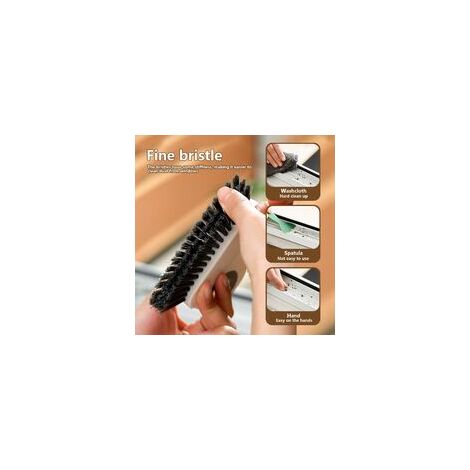 Brosse de nettoyage de rainures 2 en 1 multifonction avec poils durs et grattoir caché, brosse de nettoyage pour joints de porte coulissante (gris Brosse de nettoyage de rainures 2 en 1 multifonction avec poils durs et grattoir caché, brosse de nettoyage pour joints de porte coulissante (gris