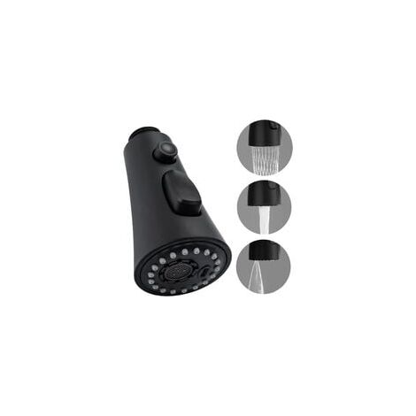 Douchette De Robinet Cuisine 3 Modes Avec Bouton Pause - Raccord G1/2", Nickel Brossé, Pour Mitigeur Extractible