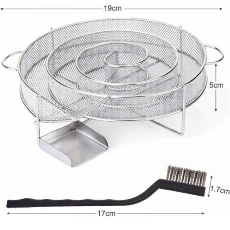 Wiltec Générateur Fumée froide 16cm Acier fin Serpentin Fumoir Fumaison Accessoires BBQ Smoker Viande Légumes Poisson Saumon
