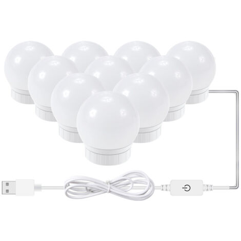 Kit De 10 Lampes De Miroir USB Tiardey - LED 3 Modes Couleur Et 10 Luminosités - Pour Maquillage Parfait - Base Rose
