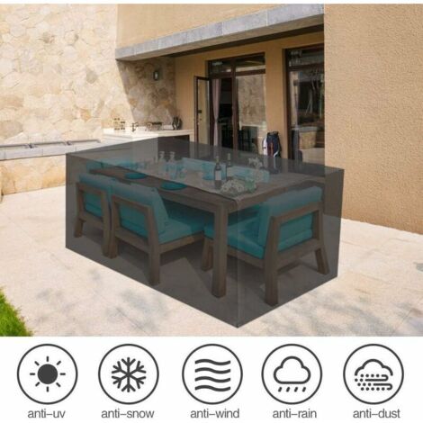 nvdsivee Housse Salon de Jardin Imperméable Housse de Protection de Chaise Table Exterieur Rectangulaire Bâche Salons de Jardin 420D Oxford Tissu Anti-UV Couverture de Meubles Noir 210x90x85cm