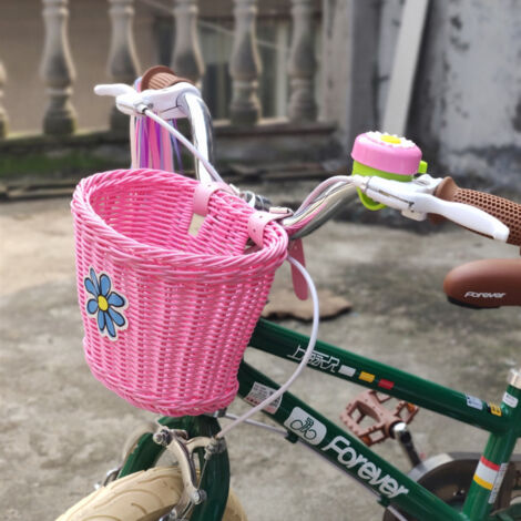 Panier Guidon Tissé Panier Vélo Enfant Tissé à Main - Avec Sonnette, Moulin à Vent Et Glands - Déco Guidon Fille/Garçon Accessoire Déco Vélo