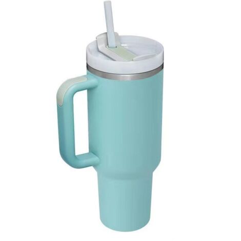 Gobelet en acier inoxydable bleu clair gris à doré avec