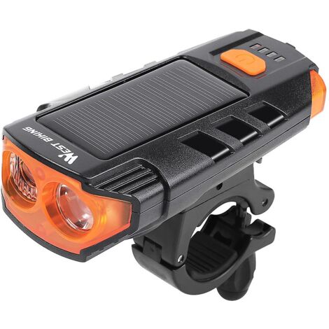 Phare De Vélo Rechargeable USB Avec Klaxon 130 DB - Lampe étanche IP44 Pour Ville Et Aventure
