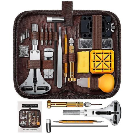 Kit Pro 148 Pièces Réparation Montre - Outils Changement Pile & Bracelet | Équipement Complet Horloger Amateur