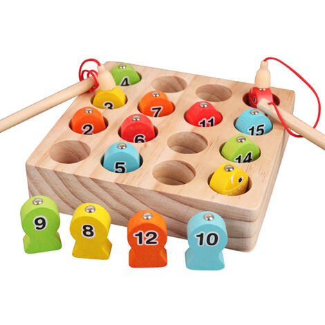 Lot De 10 Cannes à Pêche Magnétiques Pour Enfants - Poignées En Bois - Jeu De Pêche éducatif - Pour Garçons Et Filles